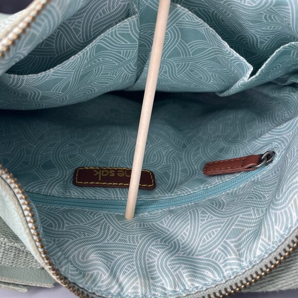 THE SAK LUCIA PASTEL GREEN PEBBLE LEATHER W/BLACK METAL TONE HARDWARE CROSSBODY - Picture 7 of 10